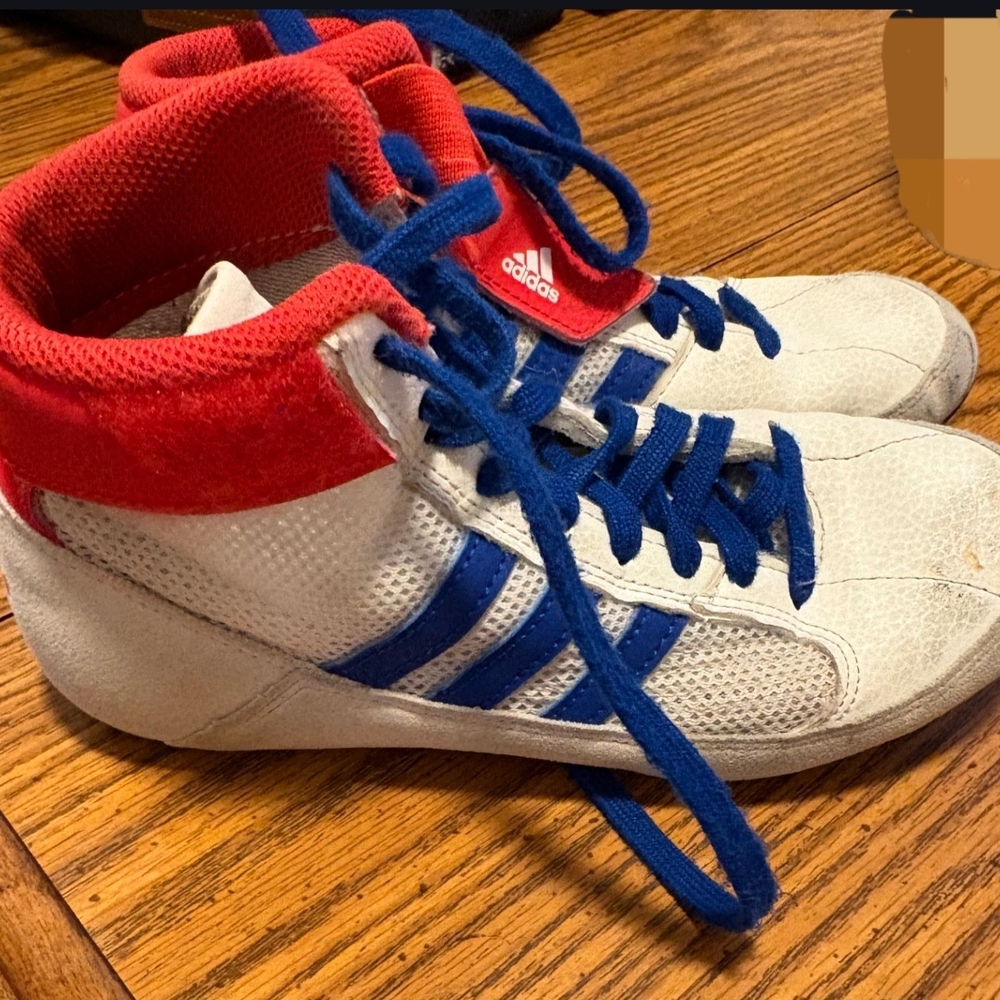 Adidas Kids Wrestling Shoes- Red, Blue, and White